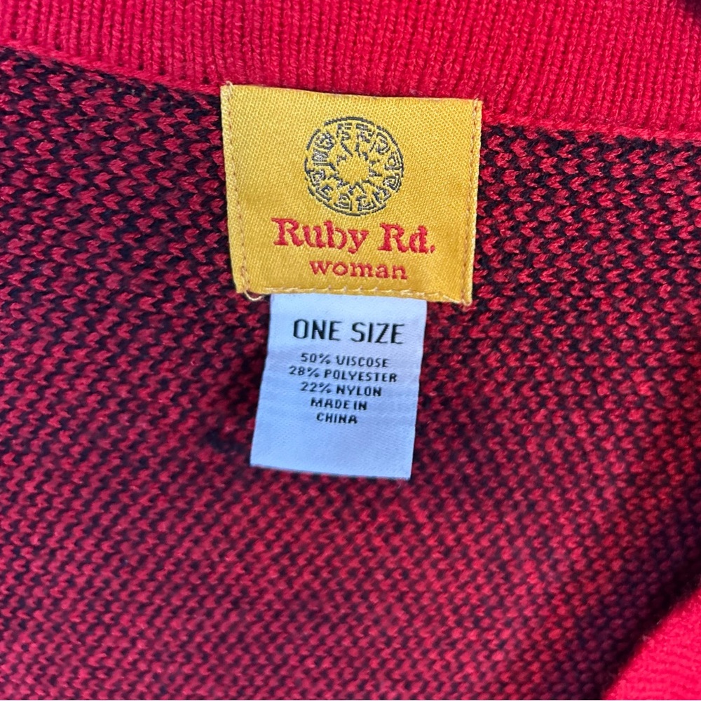 Ruby Rd Woman’s Oversize Drop Shoulder Lipstick Red Sweater - Picture 6 of 9